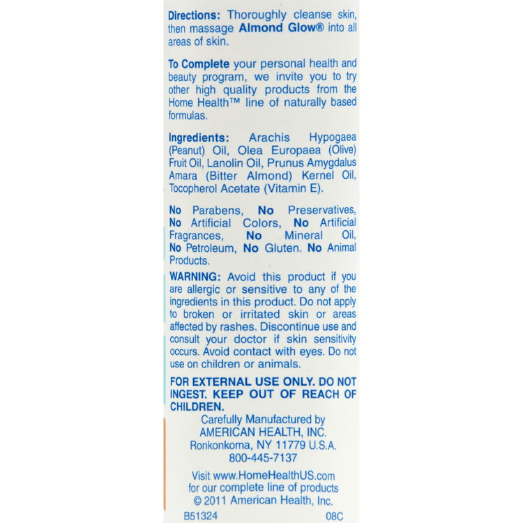 Home Health Almond Glow Skin Lotion Fragrance Free - 8 fl oz