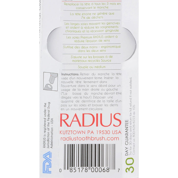Radius - Intelligent Source Toothbrush Replacement Heads - Pack of 2 (heads only) - Medium - Case of 6