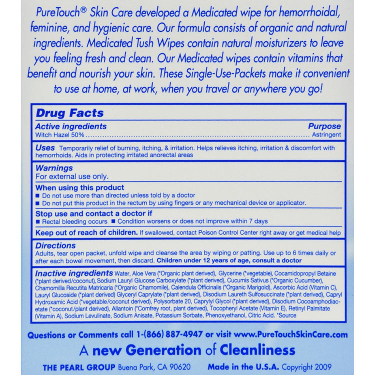 Puretouch Individual Flushable Moist Tush Wipes - 24 Packets