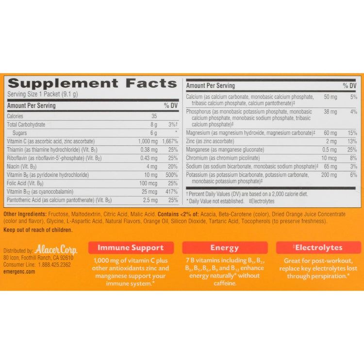 Alacer - Emergen-C 1000 mg Vitamin C - Super Orange - 30 Packet