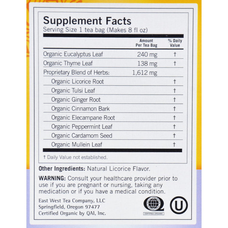 Yogi Organic Breathe Deep Herbal Tea Caffeine Free - 16 Tea Bags - Case of 6