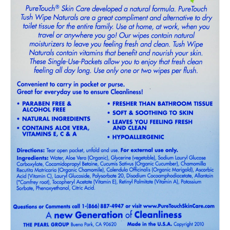 Puretouch Tush Wipes Flushable - 24 Wipes