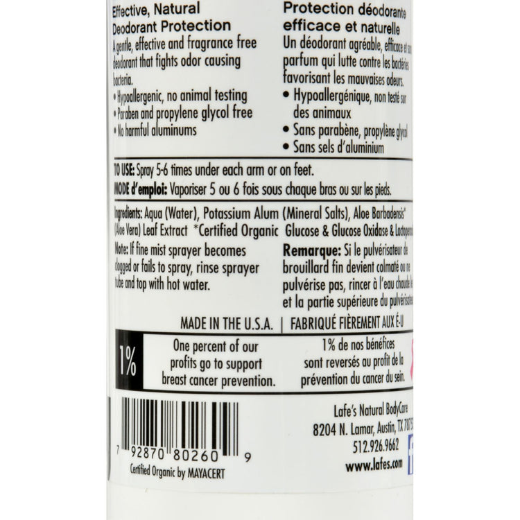 Lafe's Natural and Organic Deodorant Spray - 8 fl oz