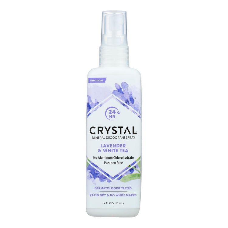 Crystal Essence Mineral Deodorant Body Spray Lavender And White Tea - 4 fl oz