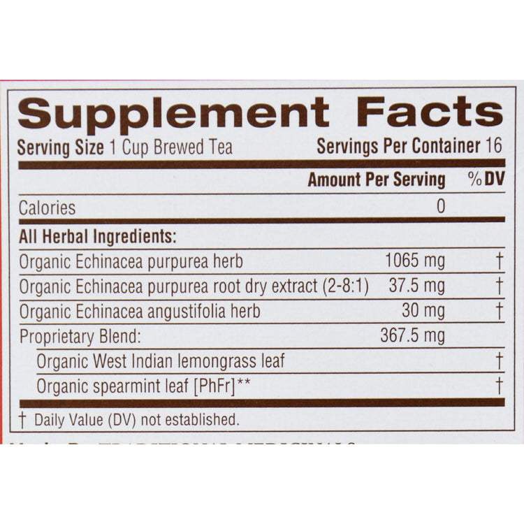 Traditional Medicinals Organic Echinacea Plus Herbal Tea - 16 Tea Bags - Case of 6