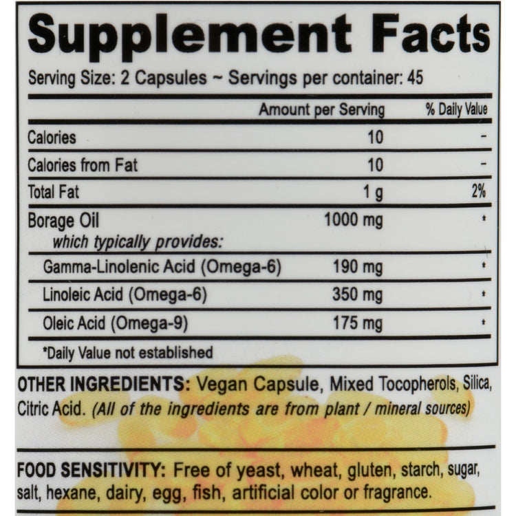 Deva Vegan Vitamins - Borage Oil - 500 mg - 90 Vegan Capsules