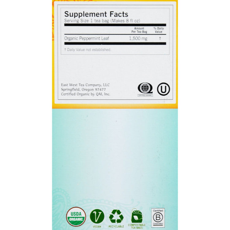Yogi Organic Herbal Tea Caffeine Free Purely Peppermint - 16 Tea Bags - Case of 6
