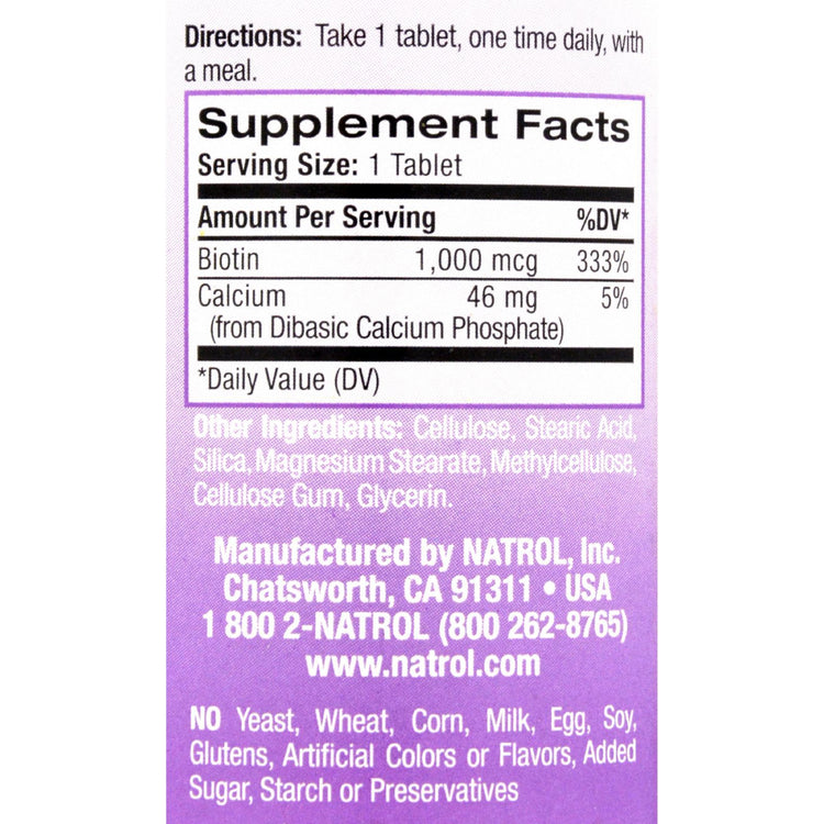 Natrol Biotin - 1000 mcg - 100 Tablets