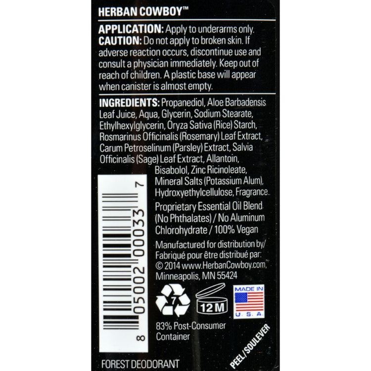 Herban Cowboy Deodorant Forest - 2.8 oz