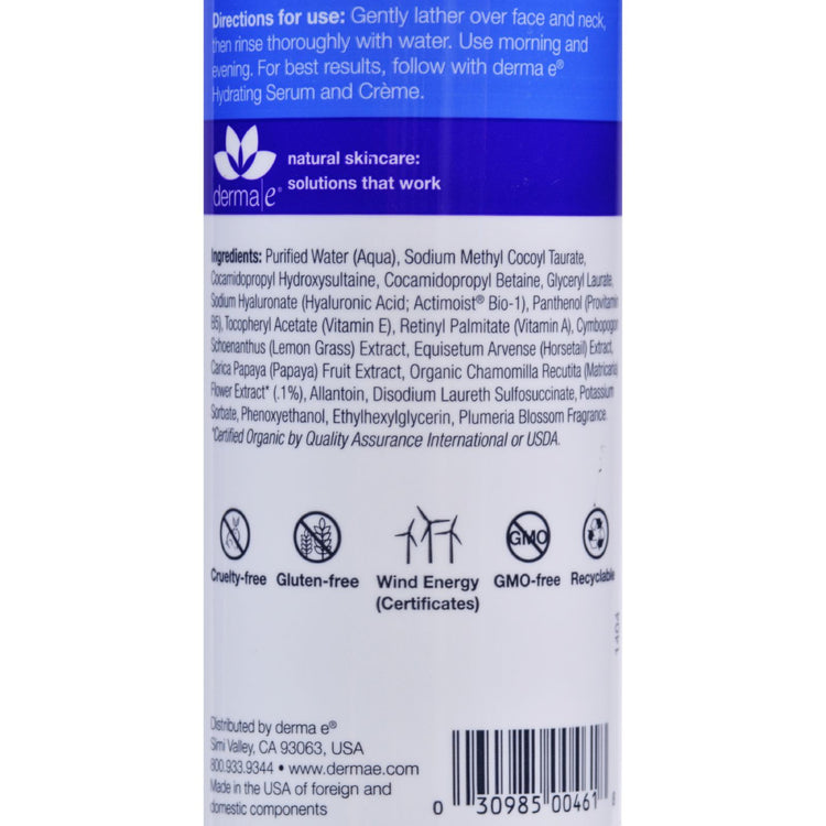 Derma E - Hyaluronic Hydrating Cleanser - 6 fl oz.