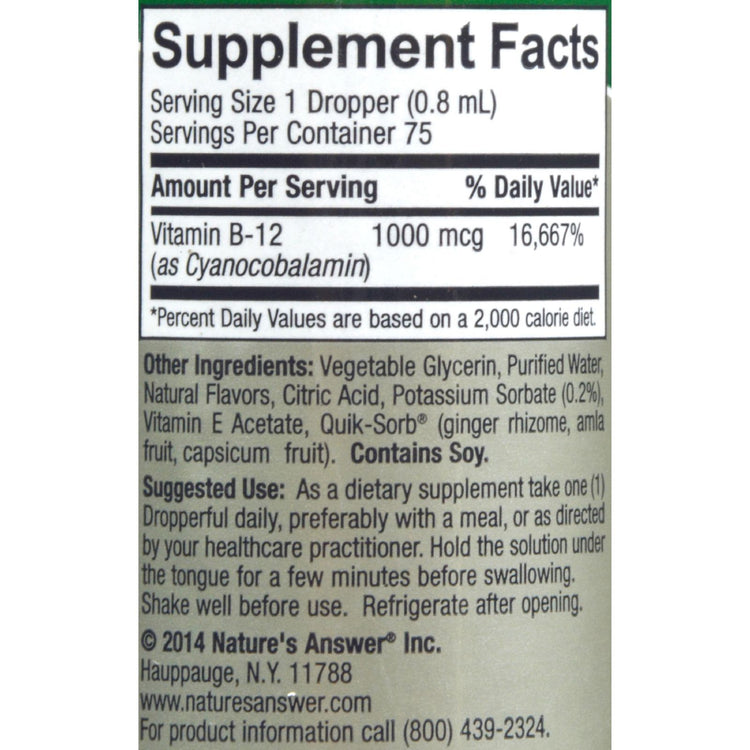 Nature's Answer - Liquid Vitamin B-12 - 2 fl oz