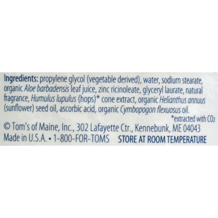 Tom's of Maine Natural Long-Lasting Deodorant Stick Lemongrass - 2.25 oz - Case of 6