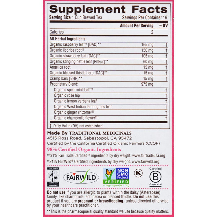 Traditional Medicinals Female Toner Herbal Tea - 16 Tea Bags - Case of 6