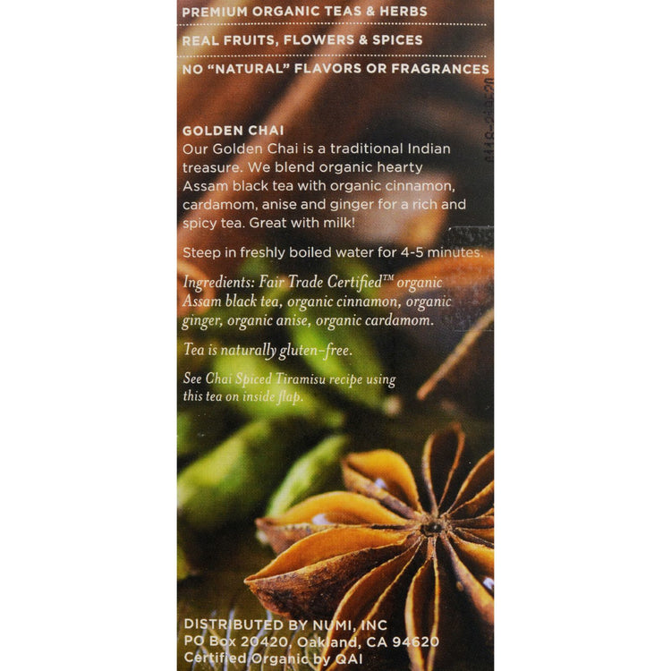 Numi Tea Golden Chai Black Tea - 18 Bags