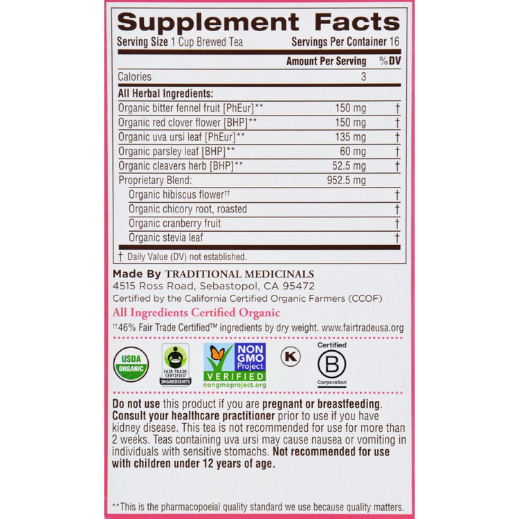 Traditional Medicinals Organic Weightless Cranberry Herbal Tea - Caffeine Free - 16 Bags