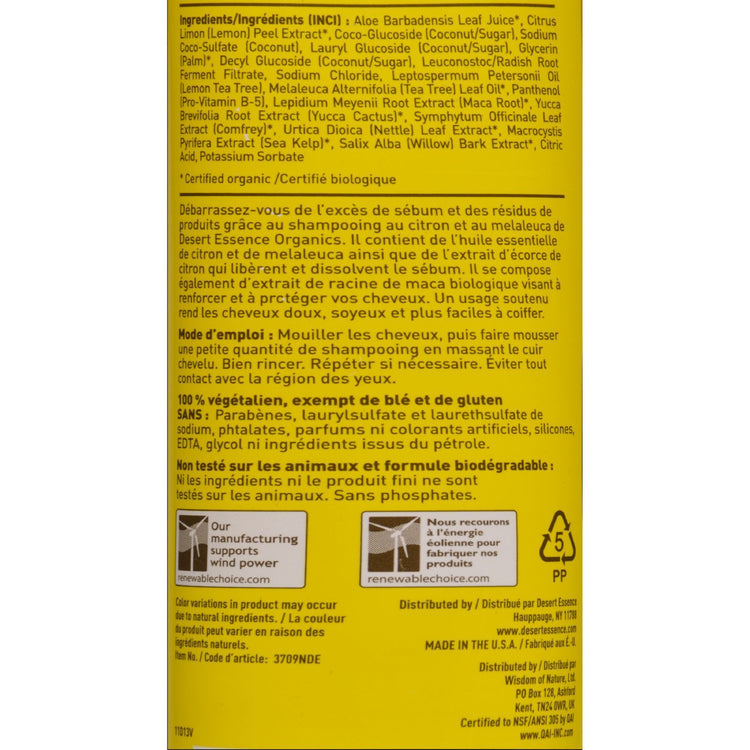 Desert Essence - Shampoo Lemon Tea Tree - 8 fl oz