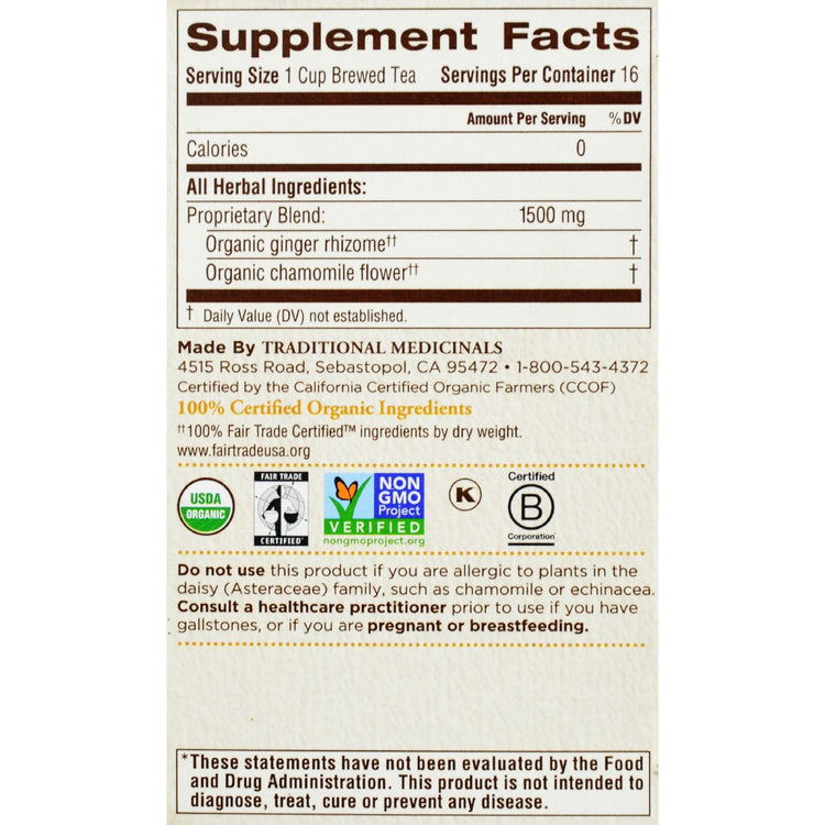 Traditional Medicinals Organic Golden Ginger Tea - Case of 6 - 16 Bags