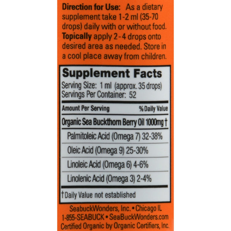Seabuck Wonders Organic Himalayan Sea Buckthorn Berry Oil - 1.76 fl oz