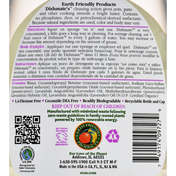 Earth Friendly Dishmate Dish Liquid - Lavender - 25 fl oz