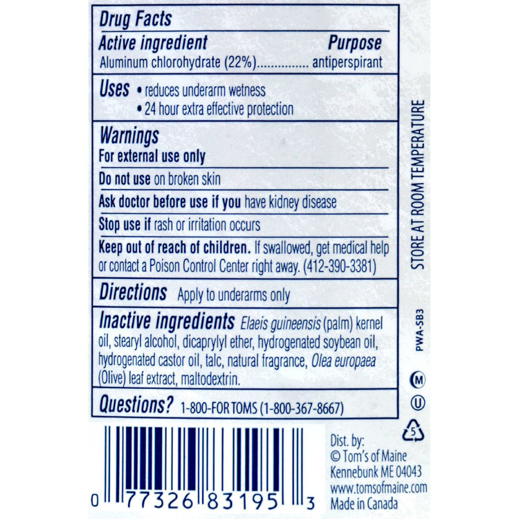 Tom's of Maine Women's Antiperspirant Deodorant Natural Powder - 2.25 oz - Case of 6