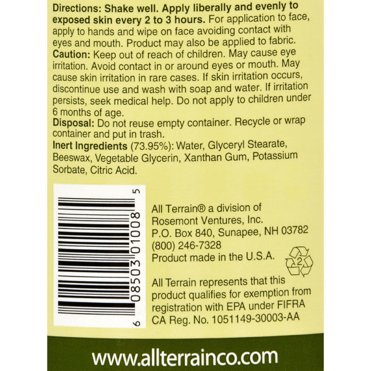 All Terrain - Herbal Armor Natural Insect Repellent Family Size - 8 fl oz