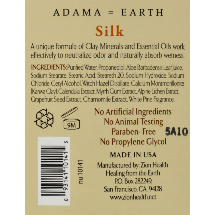 Zion Health Claydry Silk Deodorant - White Pine - 2.5 oz