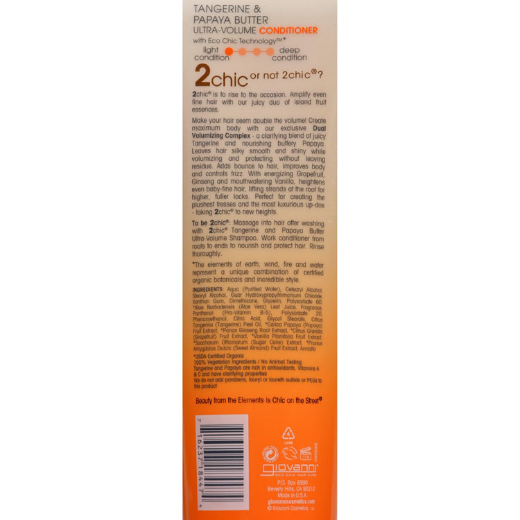 Giovanni Hair Care Products 2chic Conditioner - Ultra-Volume Tangerine and Papaya Butter - 8.5 fl oz