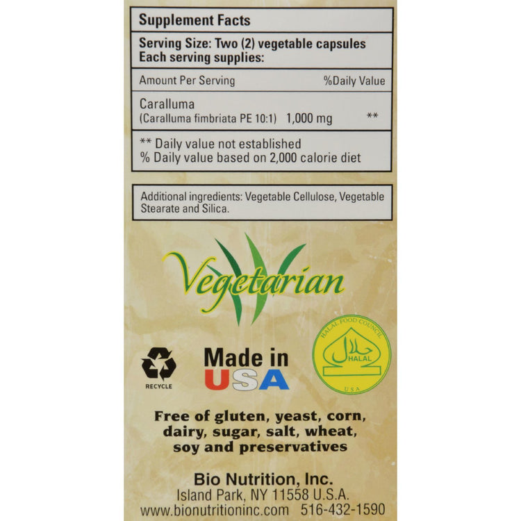 Bio Nutrition - Caralluma - 1000 mg - 60 Vegetarian Capsules