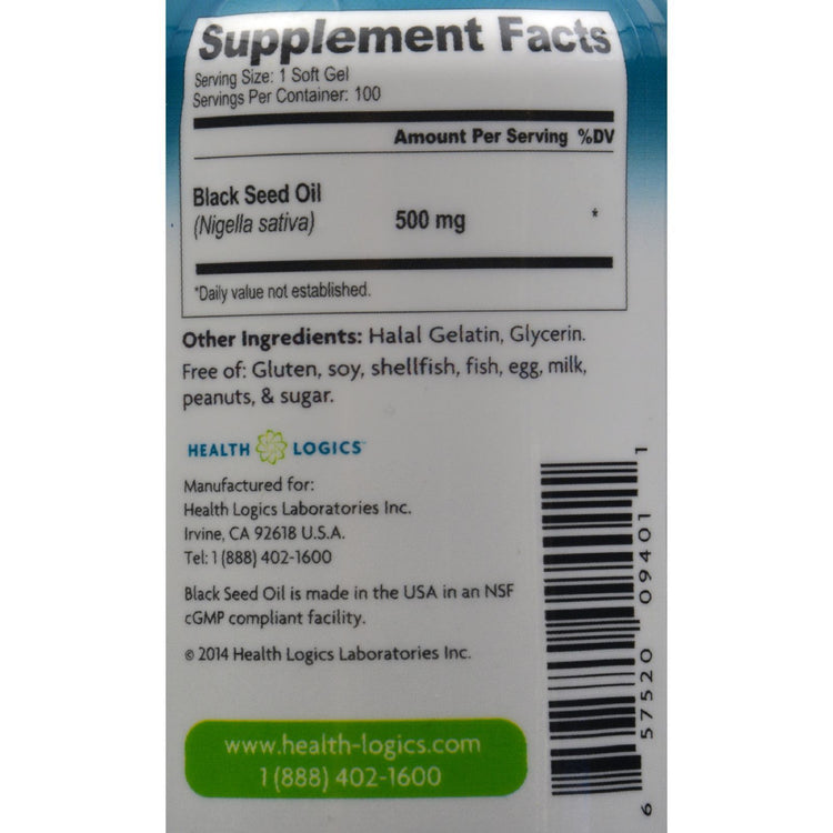 Health Logics Black Cumin Seed Oil - 100 Softgels