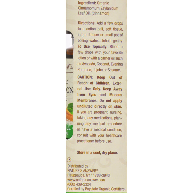 Nature's Answer - Organic Essential Oil - Cinnamon - 0.5 oz.