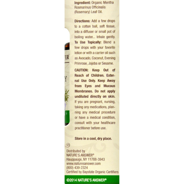 Nature's Answer - Organic Essential Oil - Rosemary - 0.5 oz.