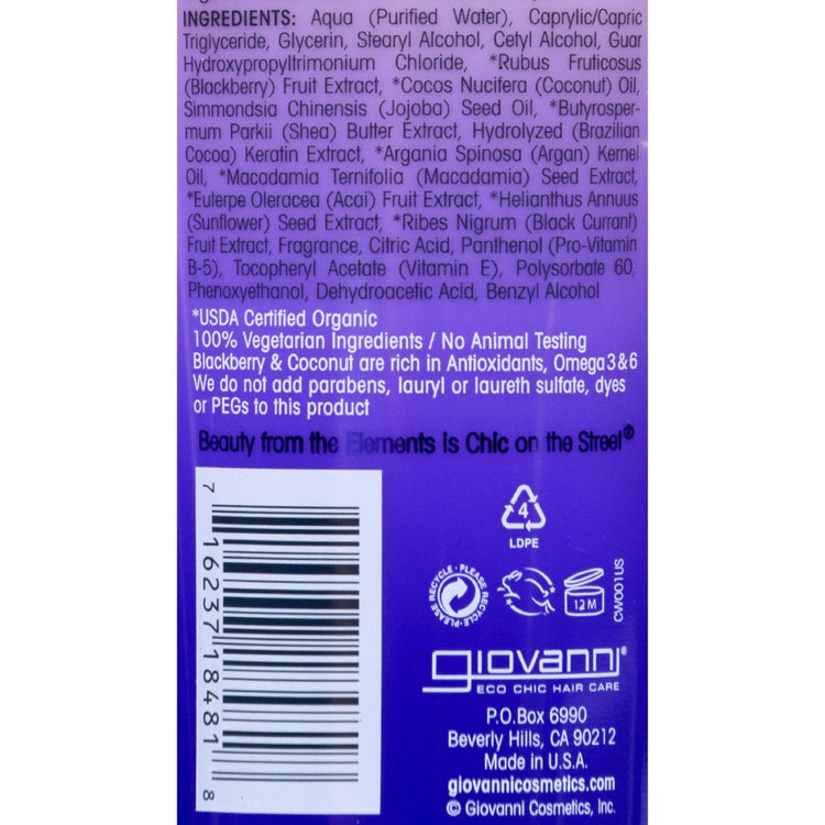 Giovanni Hair Care Products Conditioner - 2chic - Ultra Repair - Blackberry and Coconut Milk - 8.5 oz