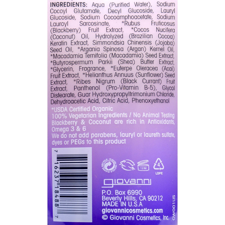 Giovanni Hair Care Products Shampoo - 2chic - Repairing - Blackberry and Coconut Milk - 1.5 oz