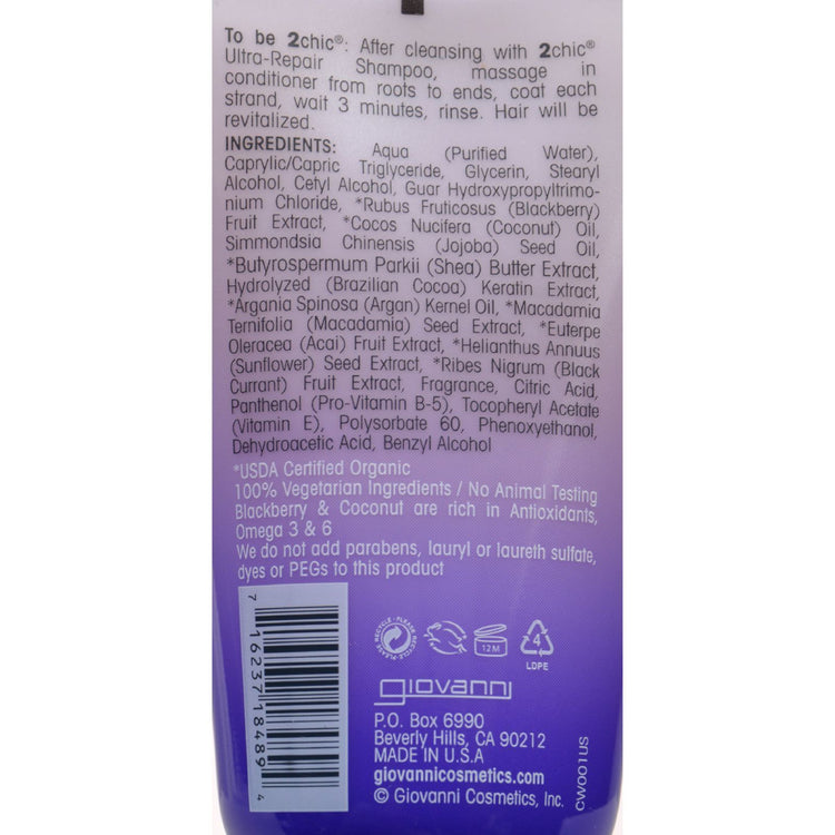 Giovanni Hair Care Products Conditioner - 2chic - Repairing - Blackberry and Coconut Milk - 1.5 oz