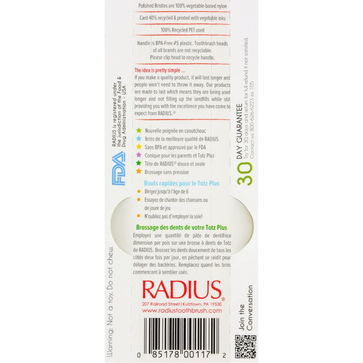 Radius - Toothbrush - Totz Plus - Silky Soft - Kids - 6 Count
