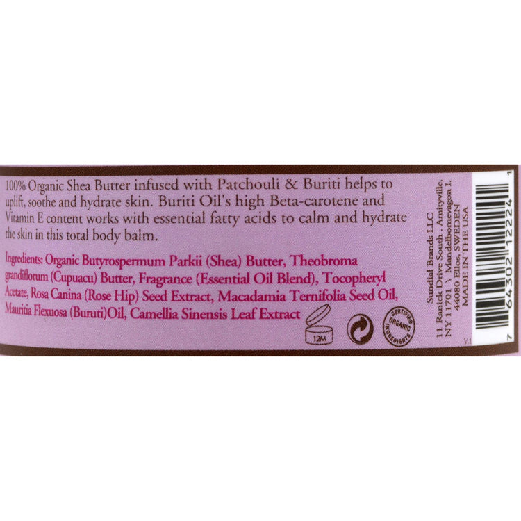 Nubian Heritage Shea Butter - 100 Percent Organic - Patchouli and Buriti - 4 oz