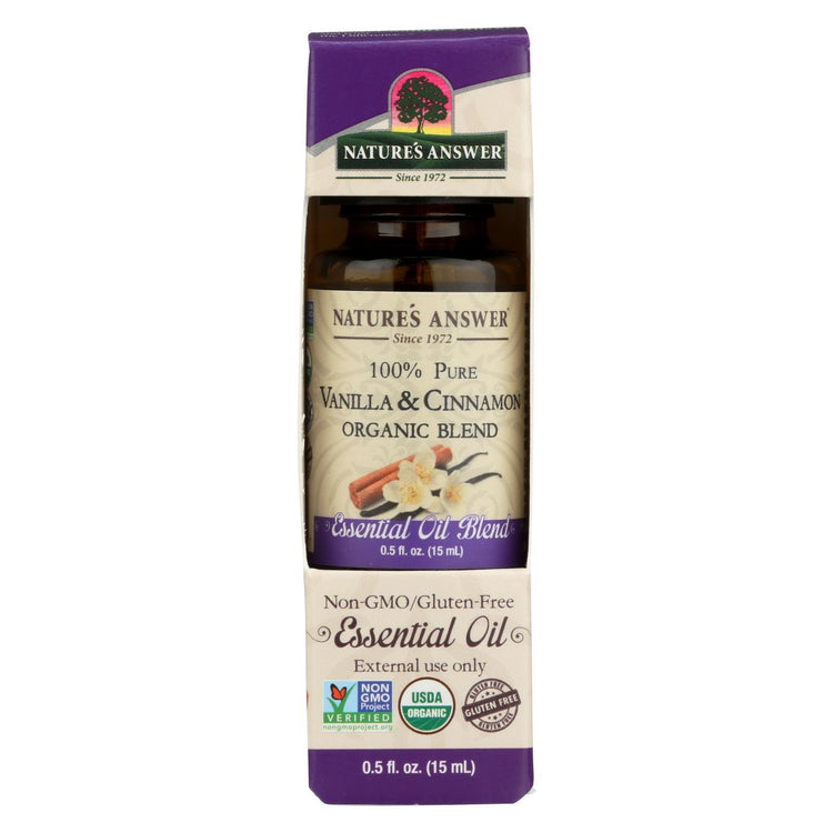 Nature's Answer - Organic Essential Oil Blend - Vanilla and Cinnamon - 0.5 oz.