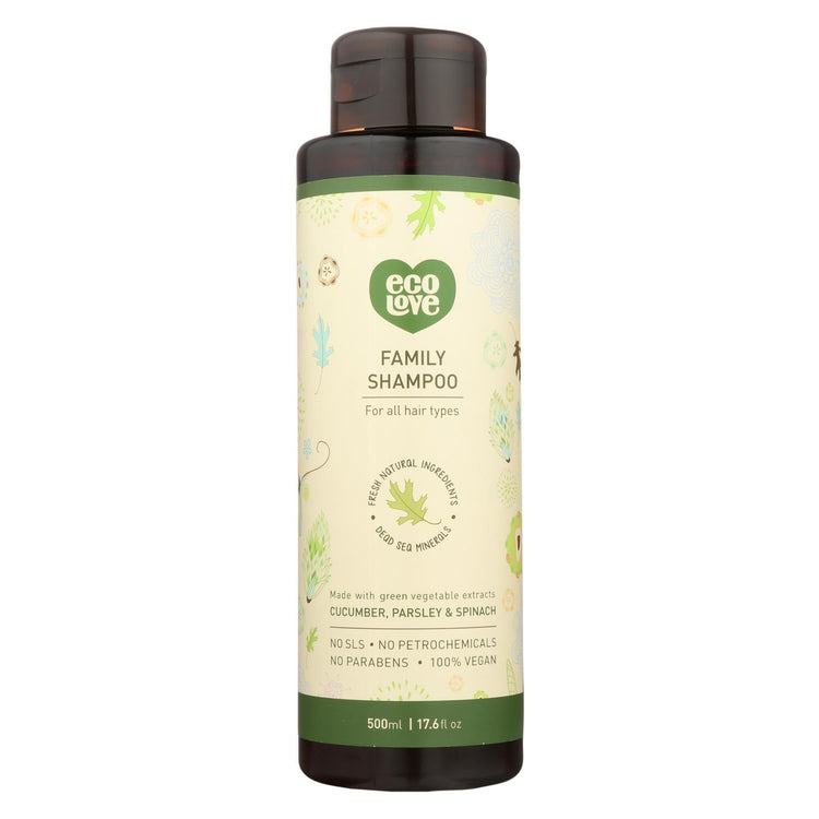 Ecolove Shampoo - Green Vegetables Family Shampoo For All Hair Types - Case of 1 - 17.6 fl oz.