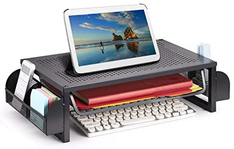 Metal Monitor Stand and Organizer with Drawer
