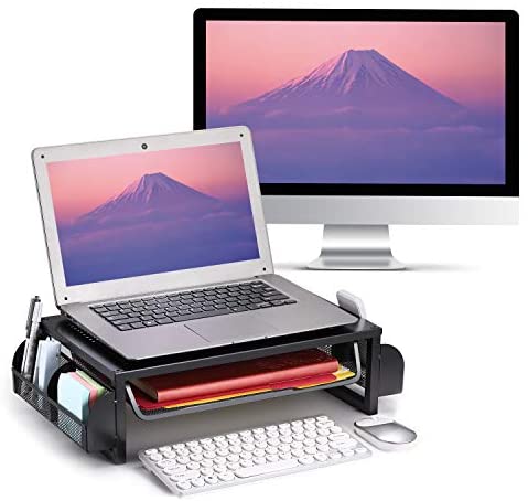 Metal Monitor Stand and Organizer with Drawer
