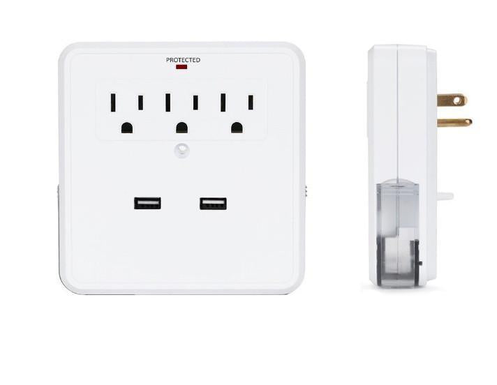 NEW! Classic Combo Wall Adapter w/ 3 AC outlets and a Dual USB ports to charge your gadgets