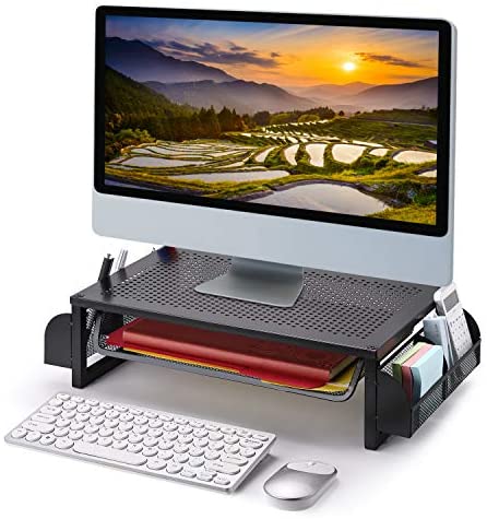 Metal Monitor Stand and Organizer with Drawer