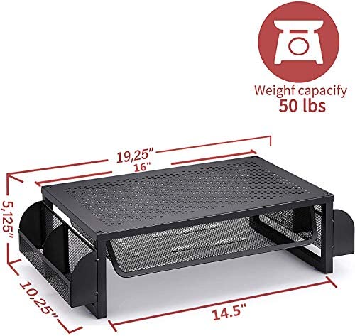 Metal Monitor Stand and Organizer with Drawer