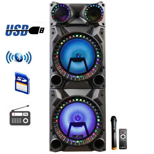 beFree Sound Rechargeable Bluetooth 12inch Double Subwoofer Portable Party Speaker