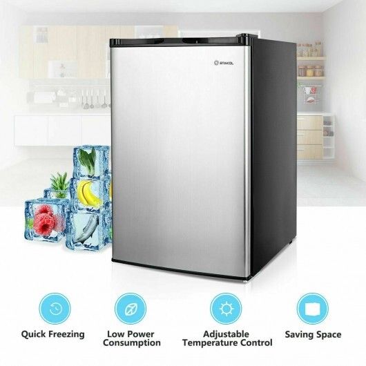 3 cu.ft. Compact Upright Freezer with Stainless Steel Door