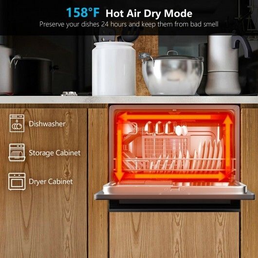 6 Place Setting Built-in or Countertop Dishwasher Machine with 5 Programs