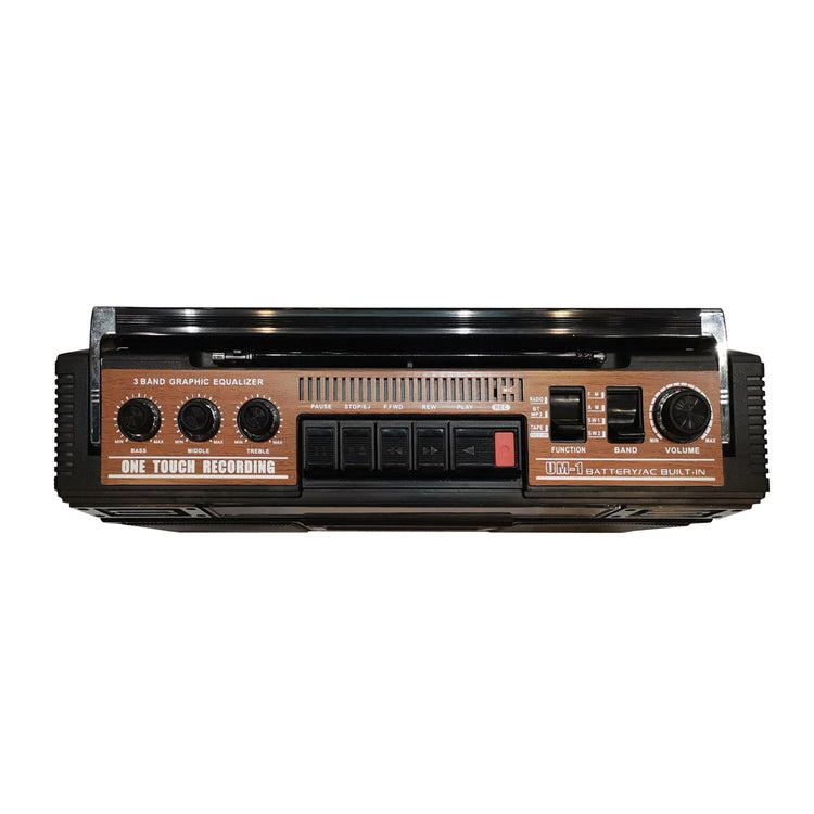 Supersonic SC-3201BT-WD Retro 4-Band Radio and Cassette Player with Bluetooth (Wood)