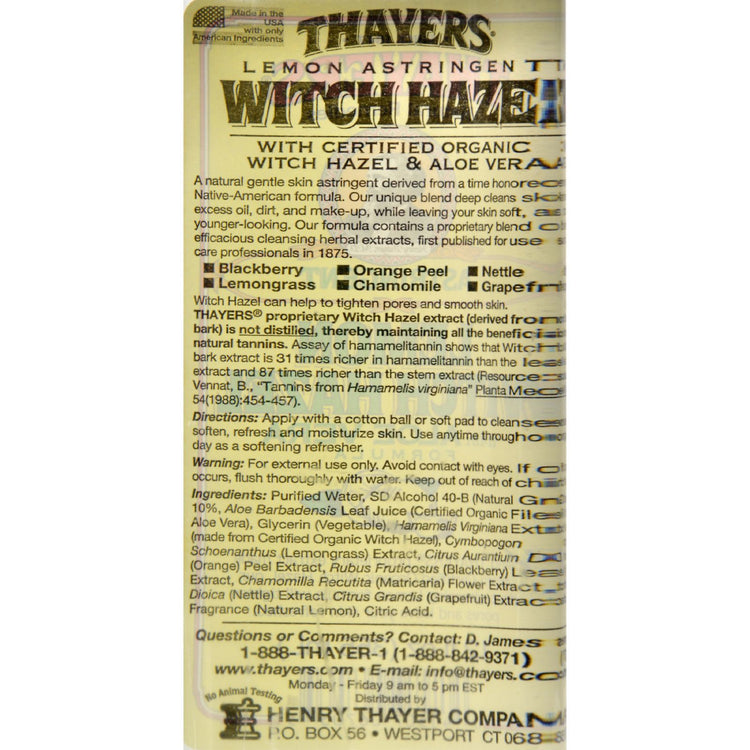 Thayers Witch Hazel with Aloe Vera Lemon - 12 fl oz