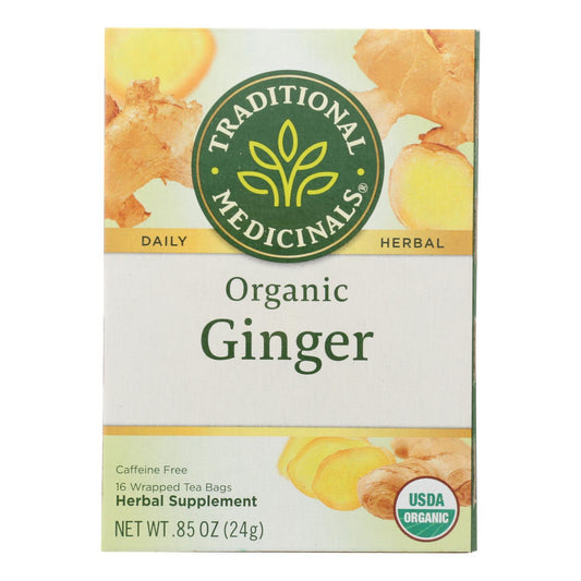 Traditional Medicinals Organic Ginger Herbal Tea - 16 Tea Bags - Case of 6