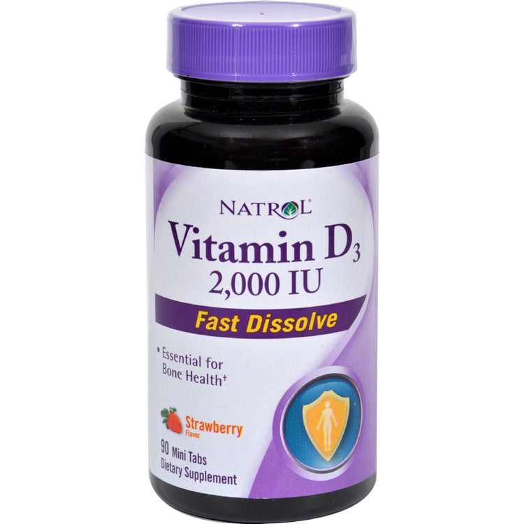 Natrol Vitamin D3 Wild Cherry - 2000 IU - 90 Mini Tablets